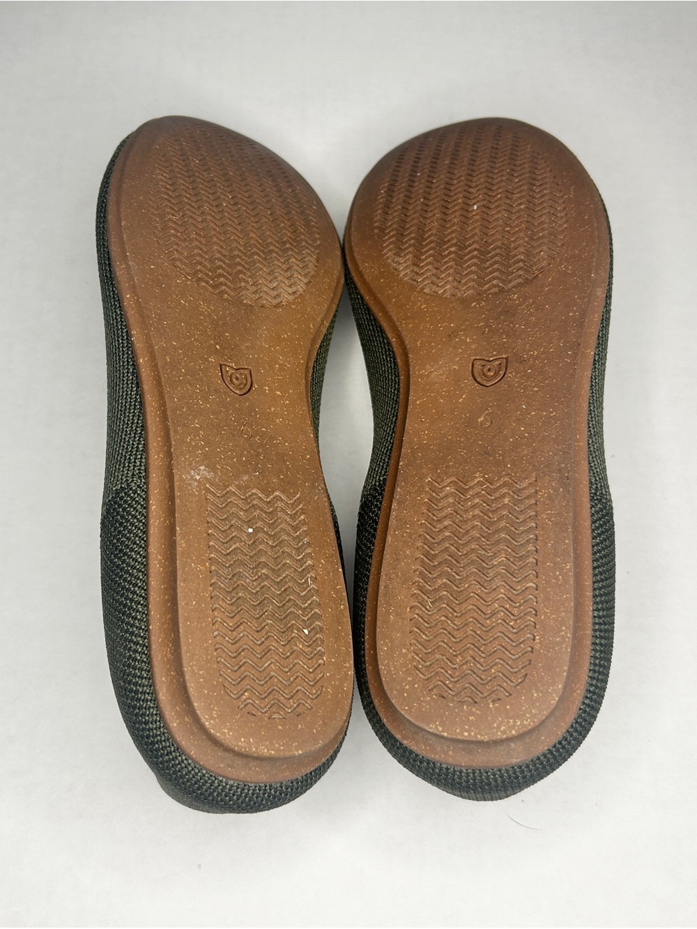 Rothy's Olive/Army Green the Daily Ballet Flat with Blue Trim - Picture 6 of 9